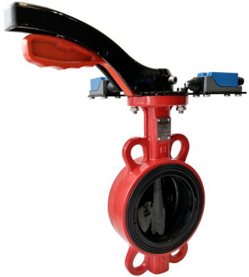 Дисковый поворотный затвор с алюминиевой рукояткой REON тип RSV81RED в комплекте с концевыми выключателями